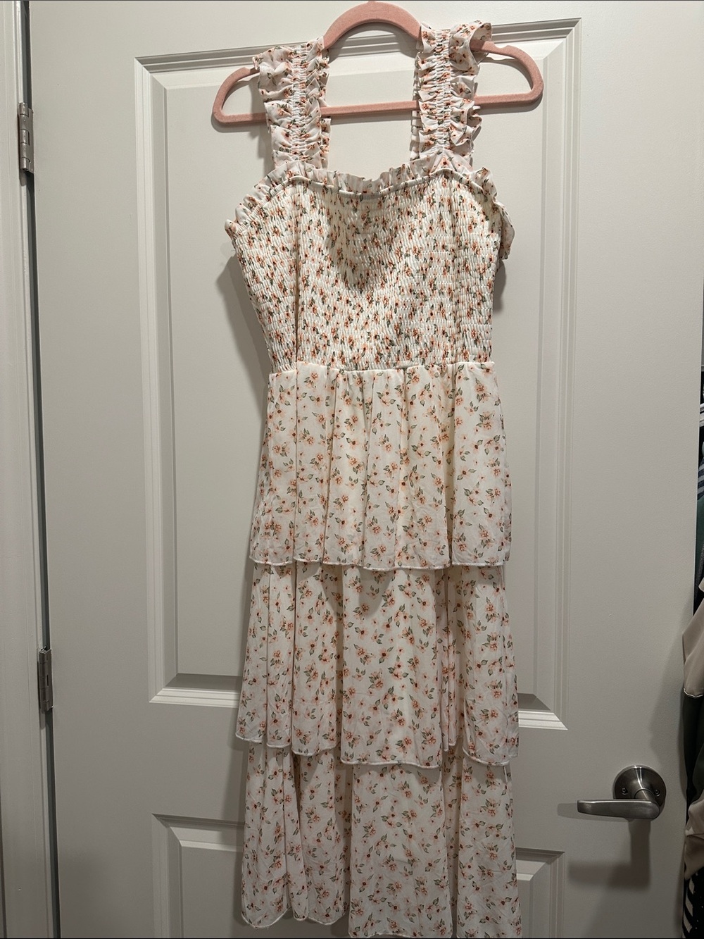 Girls' Cream Floral Tiered Sundress